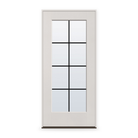 Prehung Grills Between Glass 8 Light Flush Glazed Fiberglass Entry Door System - Full Lite, White Satin Smooth, Black 7/8" Grilles