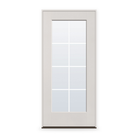 Prehung Grills Between Glass 8 Light Flush Glazed Fiberglass Entry Door System - Full Lite, White Satin Smooth, White 7/8" Grilles