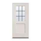 Prehung Grills Between Glass 9 Light Flush Glazed Fiberglass Entry Door System - Half Lite Shaker, White Satin Smooth, Black 5/8" Grilles
