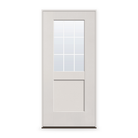 Prehung Grills Between Glass 9 Light Flush Glazed Fiberglass Entry Door System - Half Lite Shaker, White Satin Smooth, White 5/8" Grilles