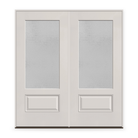 Double Micro-Granite Flush Glazed Fiberglass Entry Door System - 3/4 Lite, White Satin Smooth