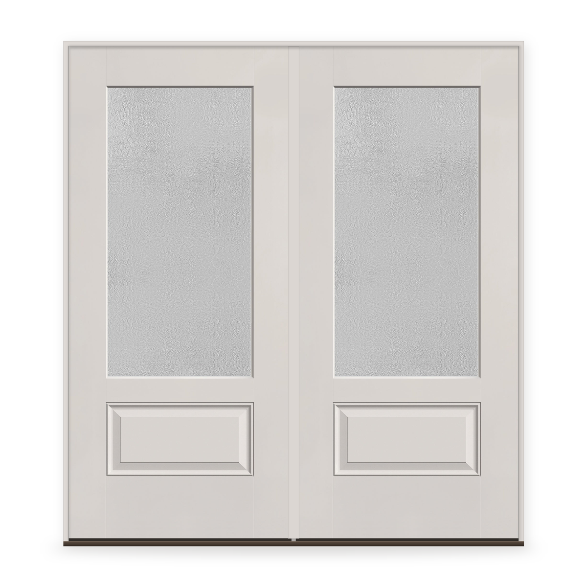 Double Micro-Granite Flush Glazed Fiberglass Entry Door System - 3/4 Lite, White Satin Smooth