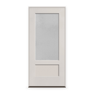 Prehung Micro-Granite Flush Glazed Fiberglass Entry Door System - 3/4 Lite Shaker, White Satin Smooth, 