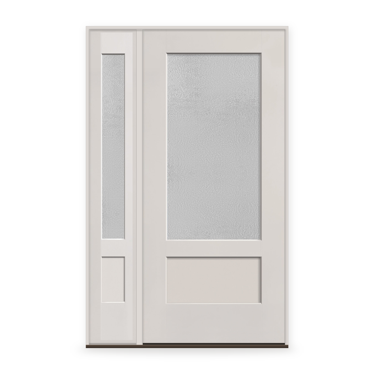 Micro-Granite Flush Glazed Fiberglass Entry Door System with Sidelite - 3/4 Lite Shaker, White Satin Smooth