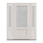 Micro-Granite Flush Glazed Fiberglass Entry Door System with Two Sidelites - 3/4 Lite Shaker, White Satin Smooth