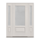 Micro-Granite Flush Glazed Fiberglass Entry Door System with Two Sidelites - 3/4 Lite, White Satin Smooth
