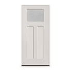 Prehung Micro-Granite Flush Glazed Fiberglass Entry Door System - Craftsman 2 Panel, White Satin Smooth