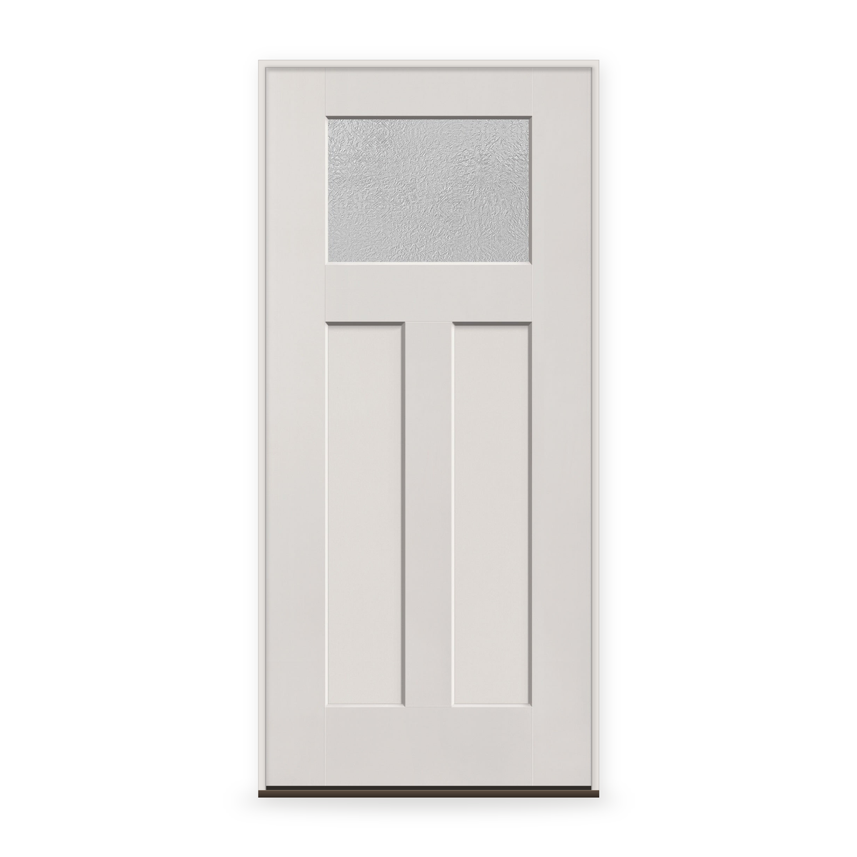 Prehung Micro-Granite Flush Glazed Fiberglass Entry Door System - Craftsman 2 Panel, White Satin Smooth