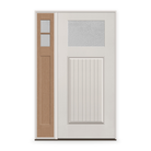 Micro-Granite Flush Glazed Fiberglass Entry Door System with Sidelite - Craftsman Plank, White Satin Smooth