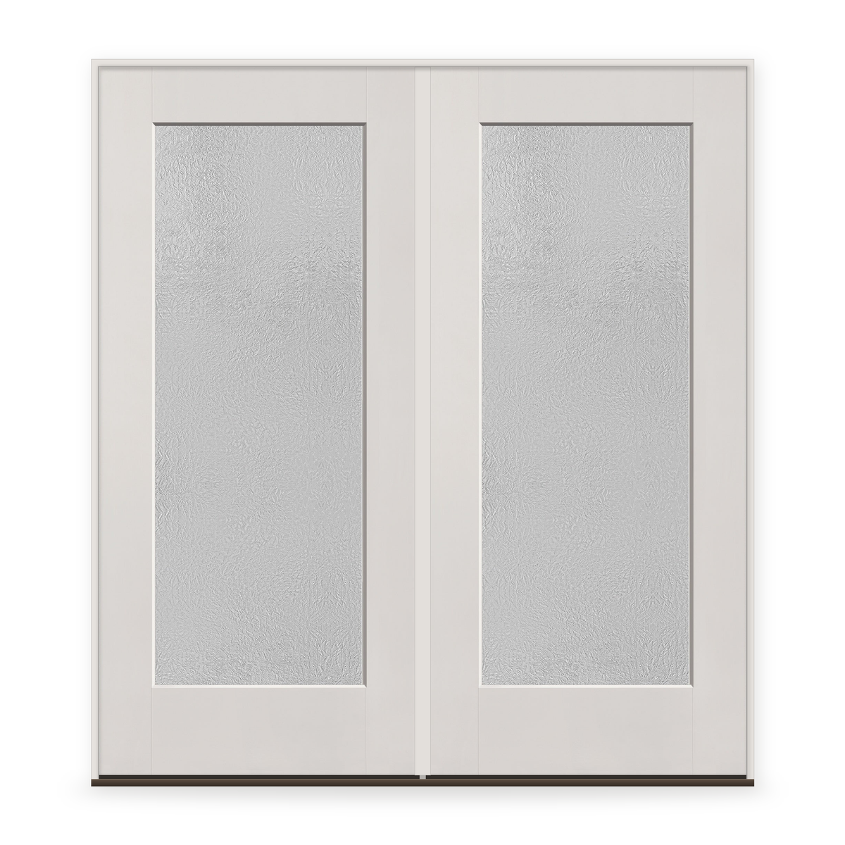Double Micro-Granite Flush Glazed Fiberglass Entry Door System - Full Lite, White Satin Smooth