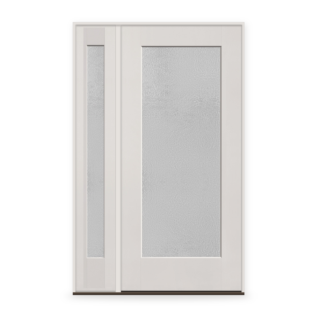 Micro-Granite Flush Glazed Fiberglass Entry Door System with Sidelite - Full Lite, White Satin Smooth