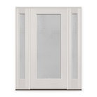 Micro-Granite Flush Glazed Fiberglass Entry Door System with Two Sidelites - Full Lite, White Satin Smooth
