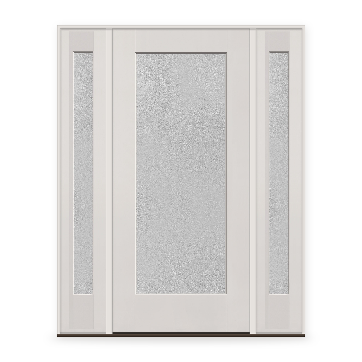 Micro-Granite Flush Glazed Fiberglass Entry Door System with Two Sidelites - Full Lite, White Satin Smooth