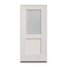 Prehung Micro-Granite Flush Glazed Fiberglass Entry Door System - Half Lite Shaker, White Satin Smooth