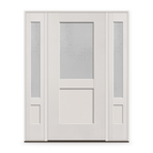 Micro-Granite Flush Glazed Fiberglass Entry Door System with Two Sidelites - Half Lite Shaker, White Satin Smooth