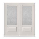 Double Rain Flush Glazed Fiberglass Entry Door System - 3/4 Lite, White Satin Smooth