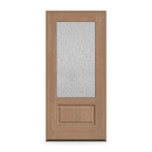 Prehung Rain Flush Glazed Fiberglass Entry Door System - 3/4 Lite, Tan Woodgrain