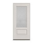 Prehung Rain Flush Glazed Fiberglass Entry Door System - 3/4 Lite, White Satin Smooth