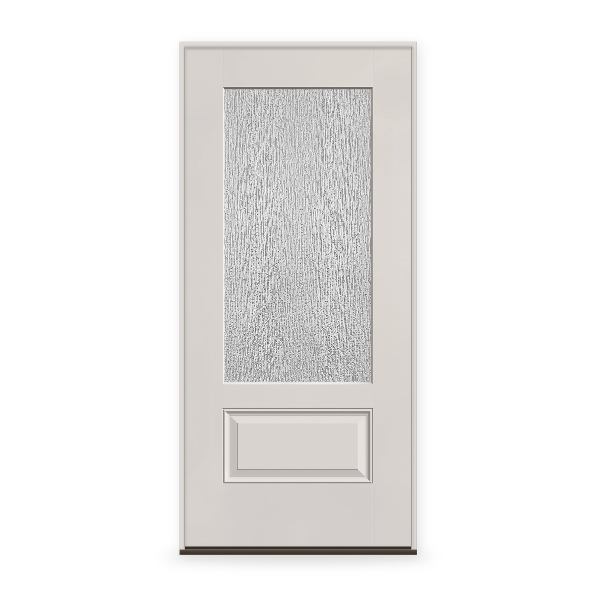 Prehung Rain Flush Glazed Fiberglass Entry Door System - 3/4 Lite, White Satin Smooth