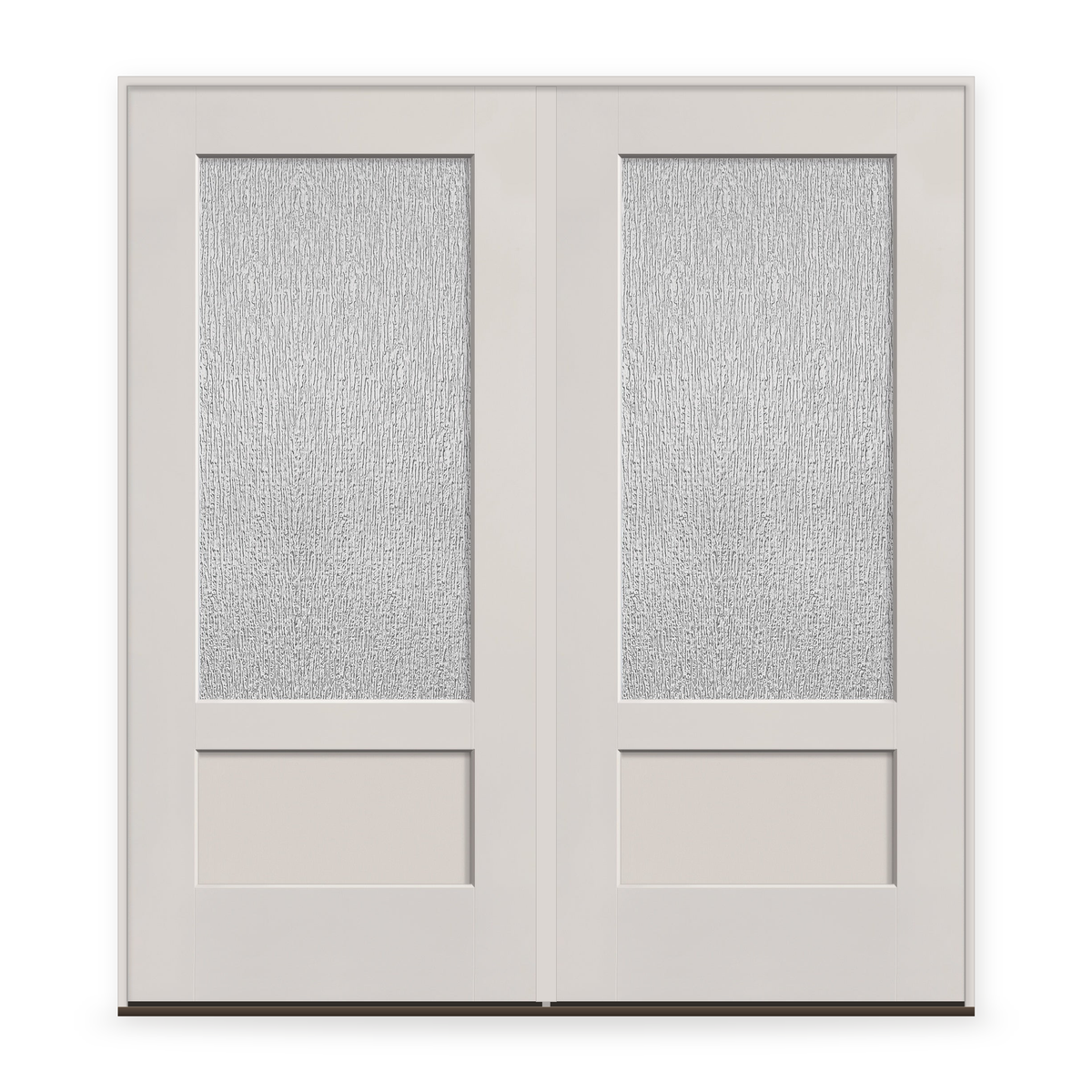 Double Rain Flush Glazed Fiberglass Entry Door System - 3/4 Lite Shaker, White Satin Smooth
