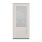 Prehung Rain Flush Glazed Fiberglass Entry Door System - 3/4 Lite Shaker, White Satin Smooth, 