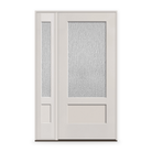 Rain Flush Glazed Fiberglass Entry Door System with Sidelite - 3/4 Lite Shaker, White Satin Smooth