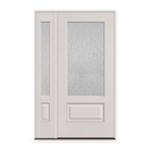 Rain Flush Glazed Fiberglass Entry Door System with Sidelite - 3/4 Lite, White Satin Smooth