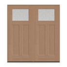 Double Rain Flush Glazed Fiberglass Entry Door System - Craftsman 2 Panel, Tan Woodgrain