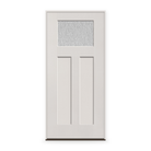 Prehung Rain Flush Glazed Fiberglass Entry Door System - Craftsman 2 Panel, White Satin Smooth