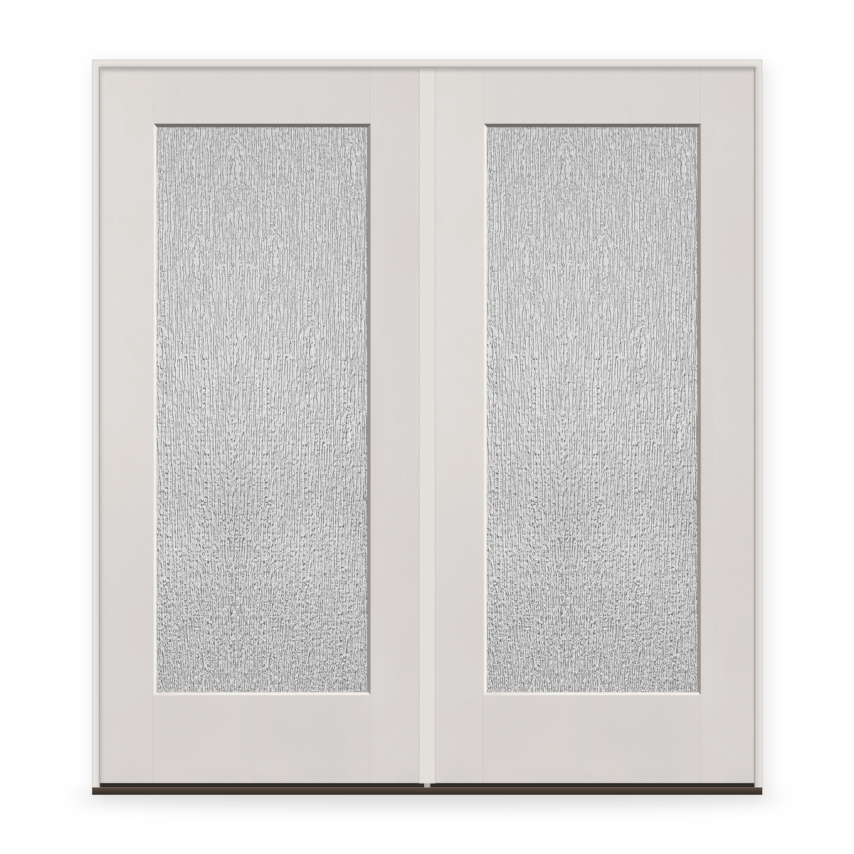 Double Rain Flush Glazed Fiberglass Entry Door System - Full Lite, White Satin Smooth