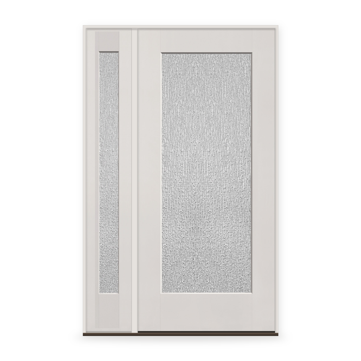 Rain Flush Glazed Fiberglass Entry Door System with Sidelite - Full Lite, White Satin Smooth
