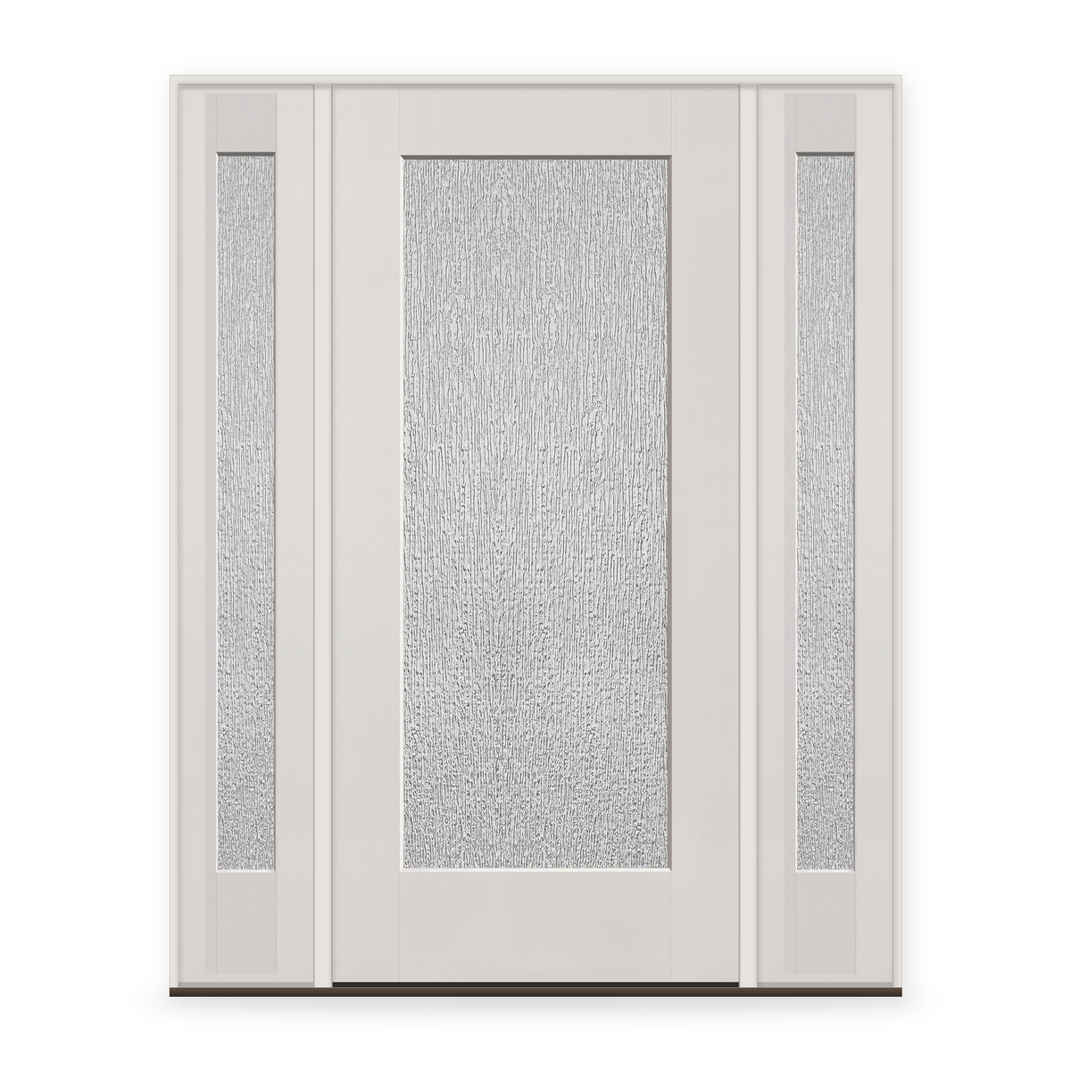 Rain Flush Glazed Fiberglass Entry Door System with Two Sidelites - Full Lite, White Satin Smooth