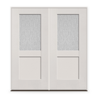 Double Rain Flush Glazed Fiberglass Entry Door System - Half Lite Shaker, White Satin Smooth