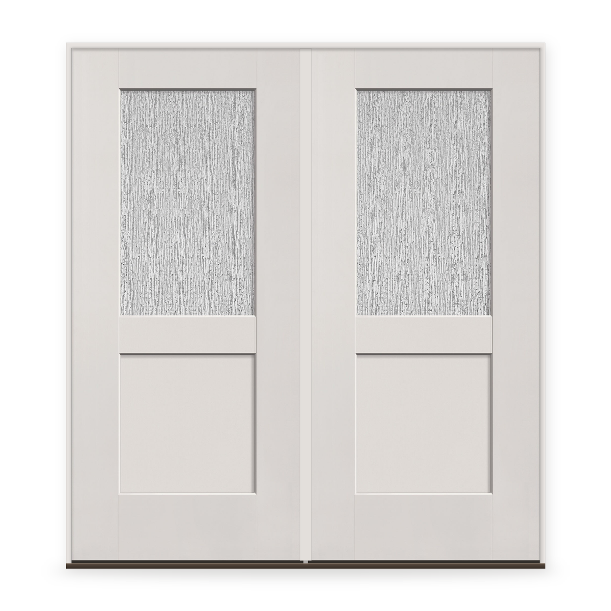 Double Rain Flush Glazed Fiberglass Entry Door System - Half Lite Shaker, White Satin Smooth