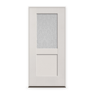Prehung Rain Flush Glazed Fiberglass Entry Door System - Half Lite Shaker, White Satin Smooth