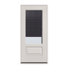 Prehung Raise & Lower Blinds Flush Glazed Fiberglass Entry Door System - 3/4 Lite, White Satin Smooth, Slate Enclosed Blinds