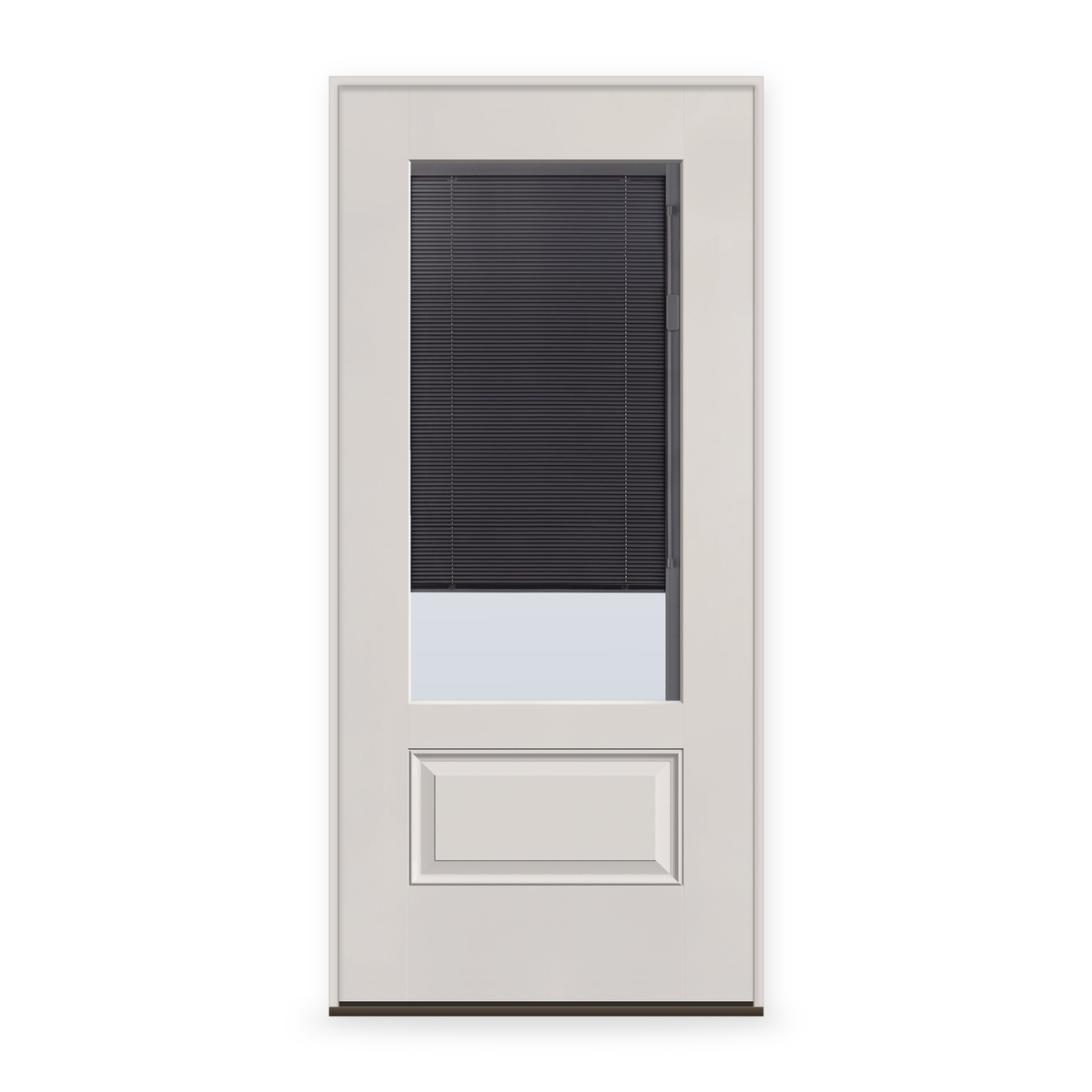 Prehung Raise & Lower Blinds Flush Glazed Fiberglass Entry Door System - 3/4 Lite, White Satin Smooth, Slate Enclosed Blinds