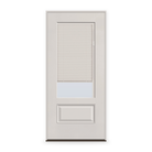 Prehung Raise & Lower Blinds Flush Glazed Fiberglass Entry Door System - 3/4 Lite, White Satin Smooth, White Enclosed Blinds