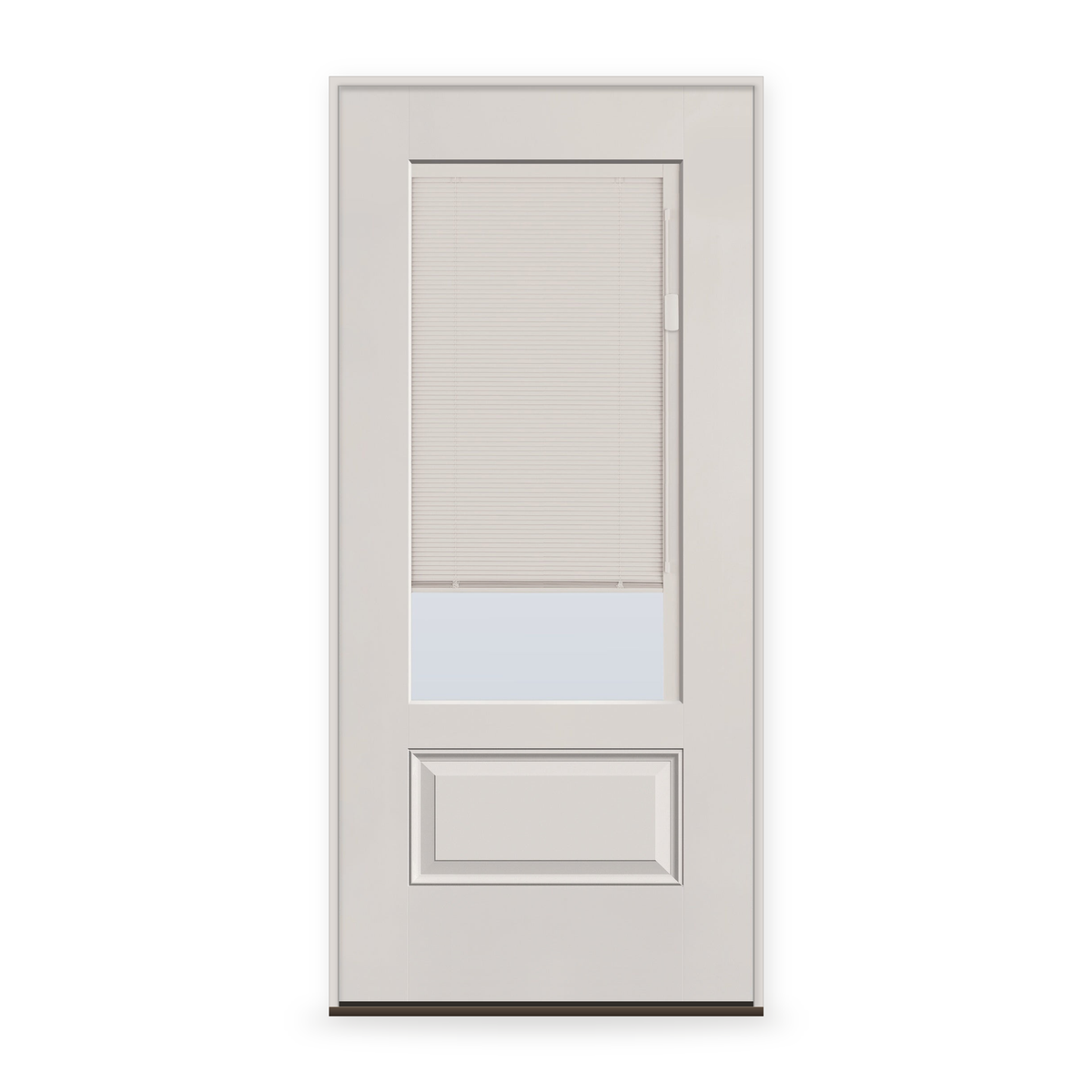 Prehung Raise & Lower Blinds Flush Glazed Fiberglass Entry Door System - 3/4 Lite, White Satin Smooth, White Enclosed Blinds