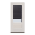 Prehung Raise & Lower Blinds Flush Glazed Fiberglass Entry Door System - 3/4 Lite Shaker, White Satin Smooth, Slate Enclosed Blinds