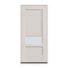 Prehung Raise & Lower Blinds Flush Glazed Fiberglass Entry Door System - 3/4 Lite Shaker, White Satin Smooth, White Enclosed Blinds