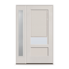 Raise & Lower Blinds Flush Glazed Fiberglass Entry Door System with Sidelite - 3/4 Lite Shaker, White Satin Smooth, White Enclosed Blinds