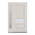 Raise & Lower Blinds Flush Glazed Fiberglass Entry Door System with Sidelite - 3/4 Lite, White Satin Smooth, White Enclosed Blinds