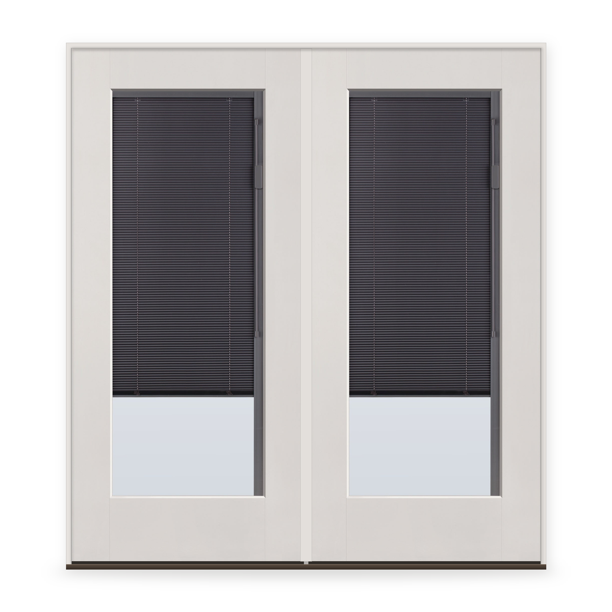 Double Raise & Lower Blinds Flush Glazed Fiberglass Entry Door System - Full Lite, White Satin Smooth, Slate Enclosed Blinds