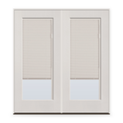 Double Raise & Lower Blinds Flush Glazed Fiberglass Entry Door System - Full Lite, White Satin Smooth, White Enclosed Blinds