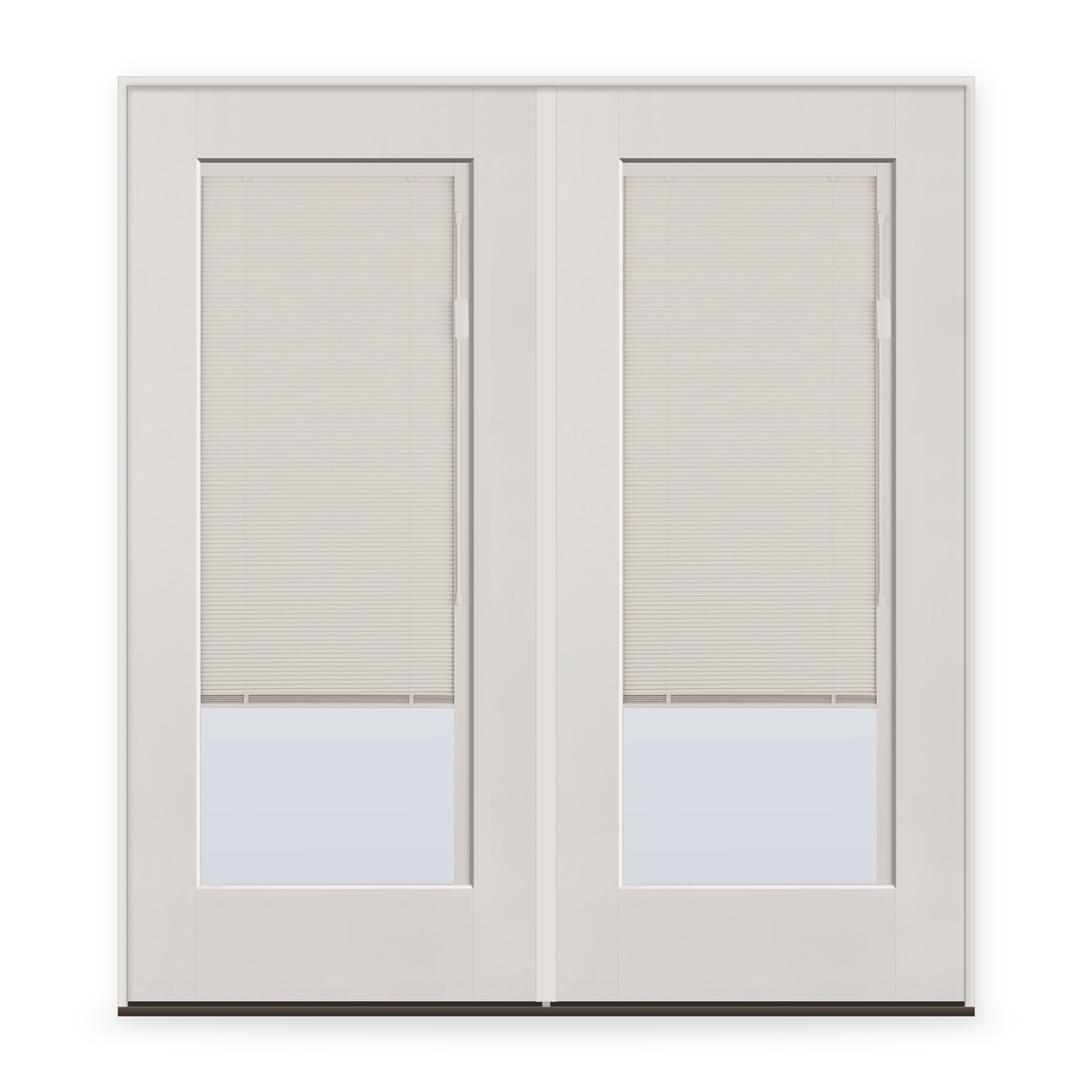 Double Raise & Lower Blinds Flush Glazed Fiberglass Entry Door System - Full Lite, White Satin Smooth