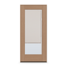 Prehung Raise & Lower Blinds Flush Glazed Fiberglass Entry Door System - Full Lite, Tan Woodgrain, White Enclosed Blinds