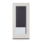 Prehung Raise & Lower Blinds Flush Glazed Fiberglass Entry Door System - Full Lite, White Satin Smooth, Slate Enclosed Blinds