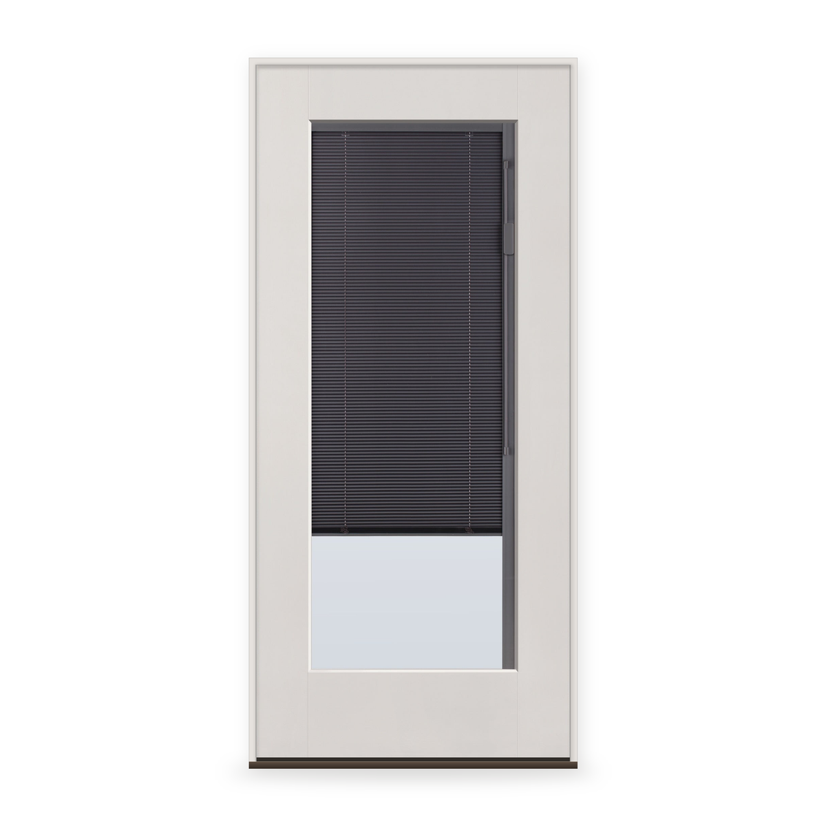 Prehung Raise & Lower Blinds Flush Glazed Fiberglass Entry Door System - Full Lite, White Satin Smooth, Slate Enclosed Blinds