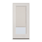 Prehung Raise & Lower Blinds Flush Glazed Fiberglass Entry Door System - Full Lite, White Satin Smooth, White Enclosed Blinds